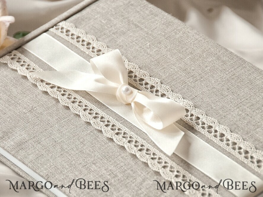 Wedding guestbook for polaroids, Burlap Vintage Wedding Album Rustic Linen Photo Booth Book