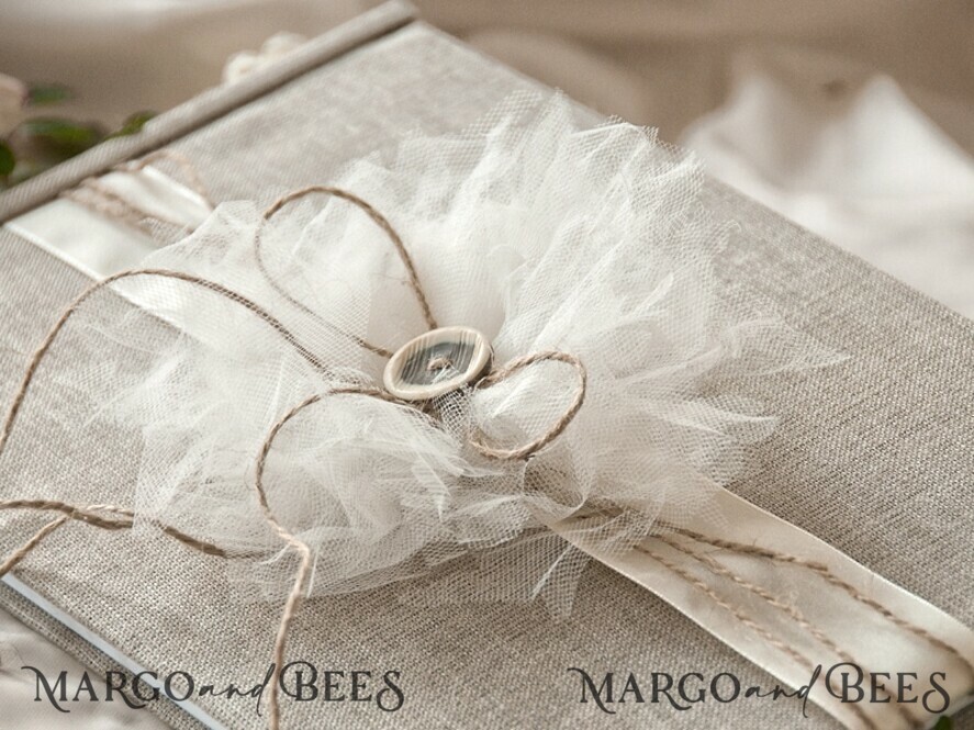 Presonalised Wedding Guest Book, Burlap Vintage Wedding Album Rustic Linen Photo Booth Book