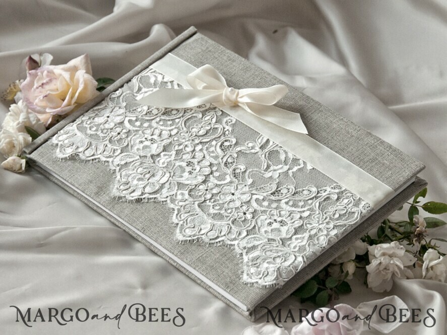 WEDDING GUEST BOOKS Rustic Burlap Linen PhotoBook Luxury Wedding GuestBook, Burlap Vintage Wedding Album Rustic Linen Photo Booth Book