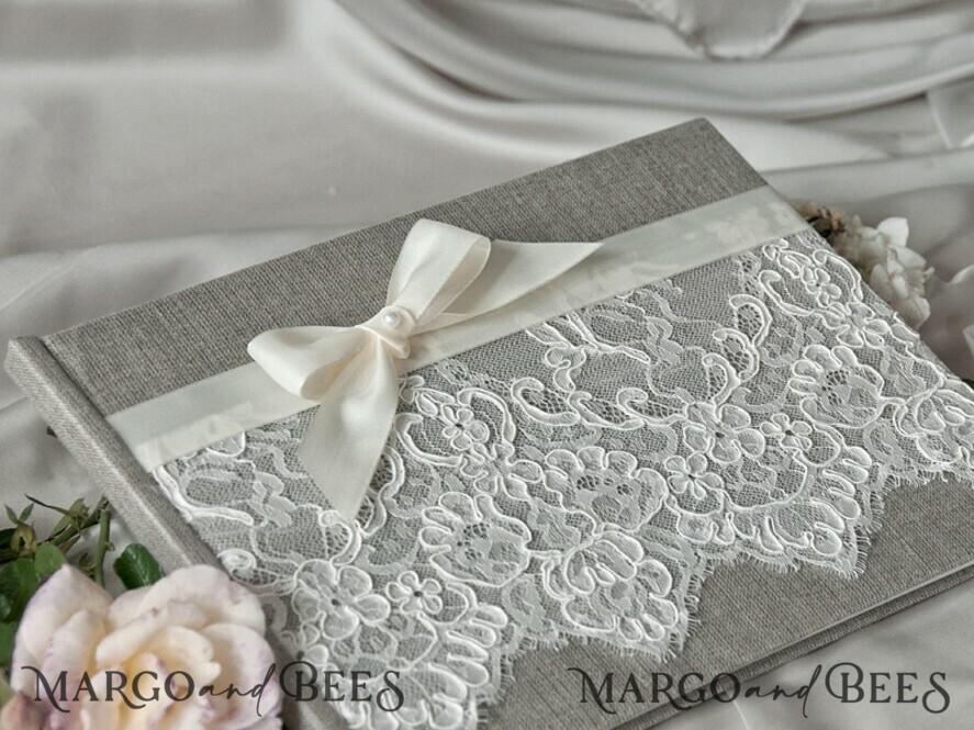 WEDDING GUEST BOOKS Rustic Burlap Linen PhotoBook Luxury Wedding GuestBook, Burlap Vintage Wedding Album Rustic Linen Photo Booth Book