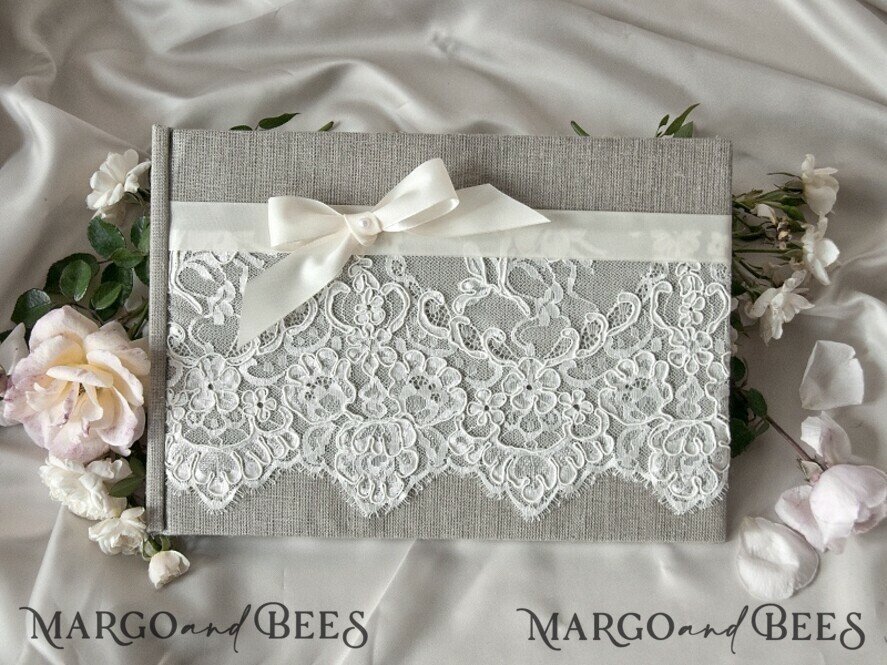 WEDDING GUEST BOOKS Rustic Burlap Linen PhotoBook Luxury Wedding GuestBook, Burlap Vintage Wedding Album Rustic Linen Photo Booth Book