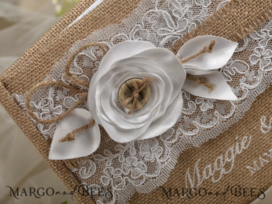 Rerto wedding guestbook, Burlap Vintage Wedding Album Rustic Linen Photo Booth Book