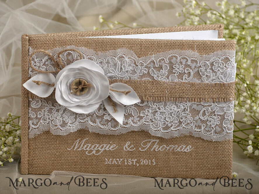 Rerto wedding guestbook, Burlap Vintage Wedding Album Rustic Linen Photo Booth Book