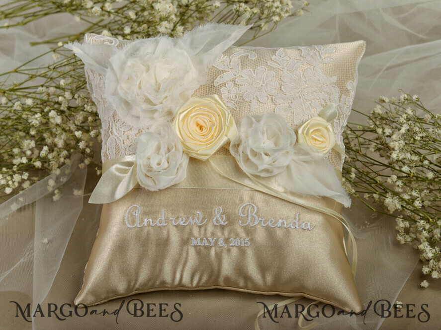 RING BEARER BOXES & PILLOWS vintage ring pillows Personalised Wedding Ring Pillow • Lace Ring Bearer Pillow • Custom Boho Ring Bearer