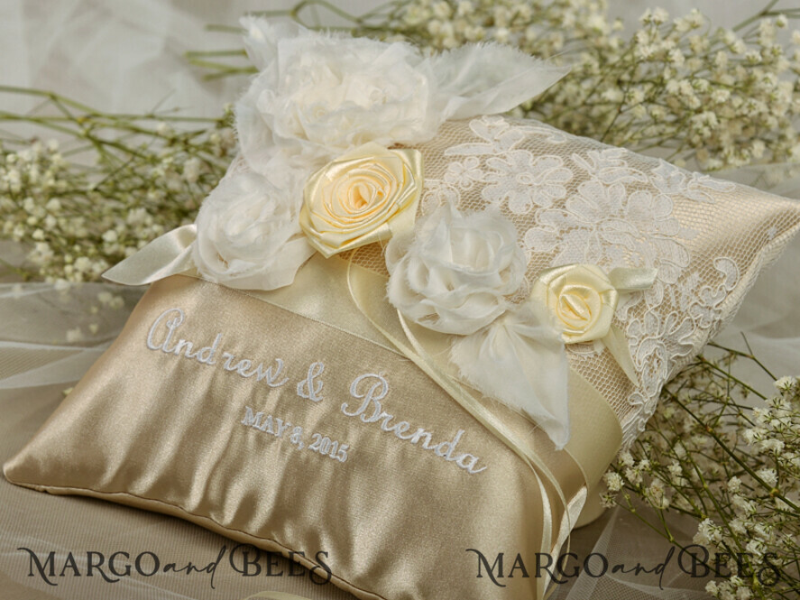 RING BEARER BOXES & PILLOWS vintage ring pillows Personalised Wedding Ring Pillow • Lace Ring Bearer Pillow • Custom Boho Ring Bearer