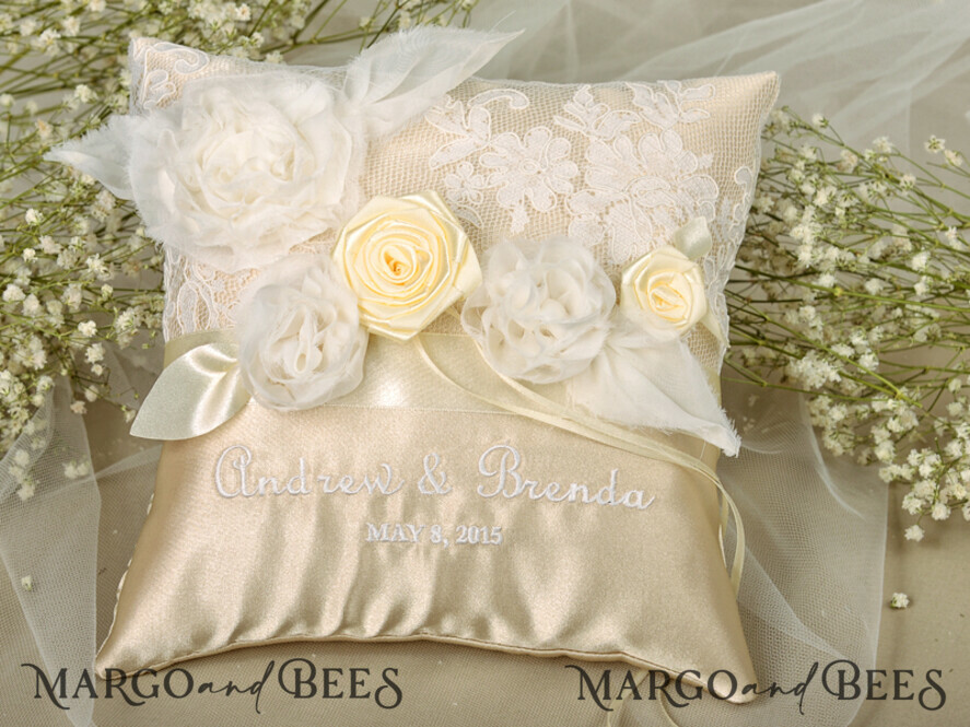 RING BEARER BOXES & PILLOWS vintage ring pillows Personalised Wedding Ring Pillow • Lace Ring Bearer Pillow • Custom Boho Ring Bearer