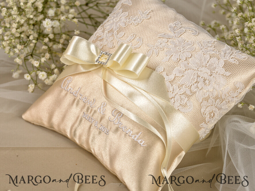 RING BEARER BOXES & PILLOWS vintage ring pillows Vintage Lace Wedding Ring Pillow • Embroidered Ring Bearer Pillow • Ring Bearer Pillow Presonalised
