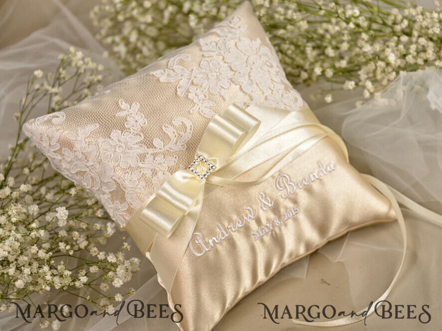 RING BEARER BOXES & PILLOWS vintage ring pillows Vintage Lace Wedding Ring Pillow • Embroidered Ring Bearer Pillow • Ring Bearer Pillow Presonalised
