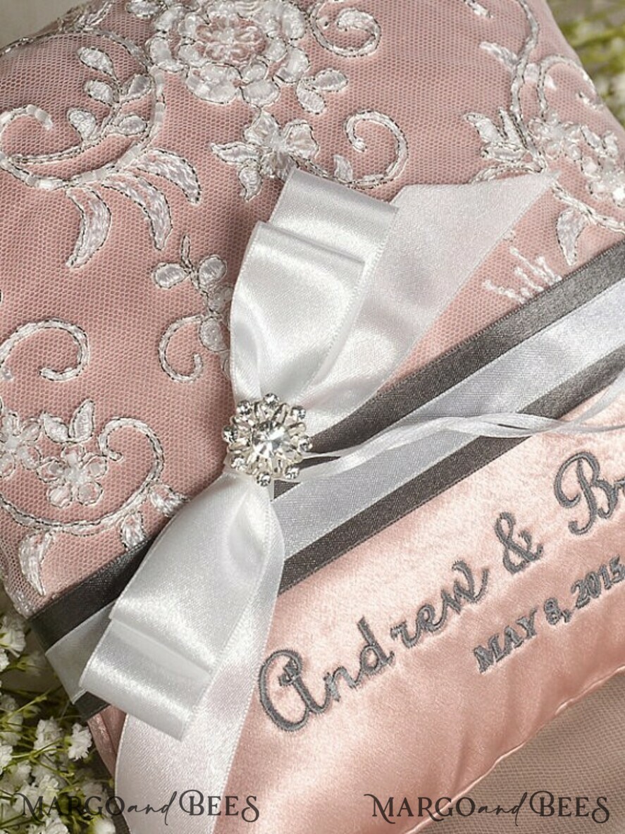 Custom Wedding Ring box for ceremony, Handmade Lace Wedding Ring Pillow • Vintage Ring Bearer Pillow • Custom Glamour Ring Bearer