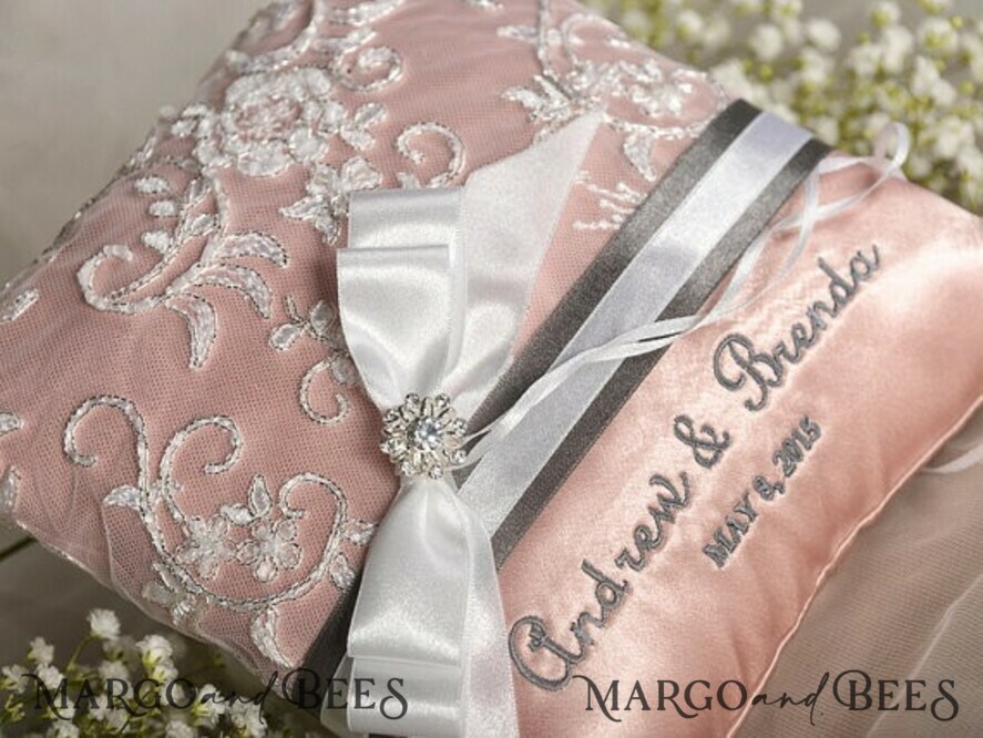 Custom Wedding Ring box for ceremony, Handmade Lace Wedding Ring Pillow • Vintage Ring Bearer Pillow • Custom Glamour Ring Bearer