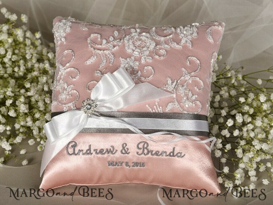 Custom Wedding Ring box for ceremony, Handmade Lace Wedding Ring Pillow • Vintage Ring Bearer Pillow • Custom Glamour Ring Bearer