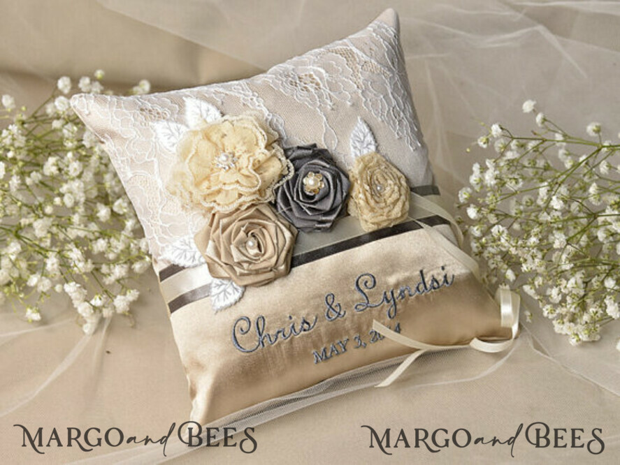 RING BEARER BOXES & PILLOWS vintage ring pillows Personalised Wedding Ring Pillow • Lace Ring Bearer Pillow • Custom Boho Ring Bearer