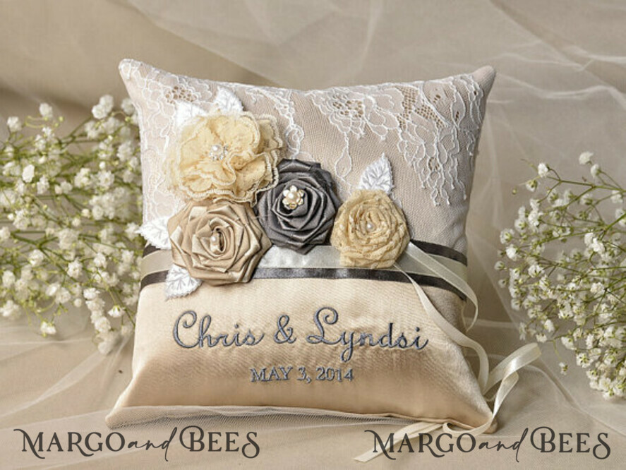 RING BEARER BOXES & PILLOWS vintage ring pillows Personalised Wedding Ring Pillow • Lace Ring Bearer Pillow • Custom Boho Ring Bearer