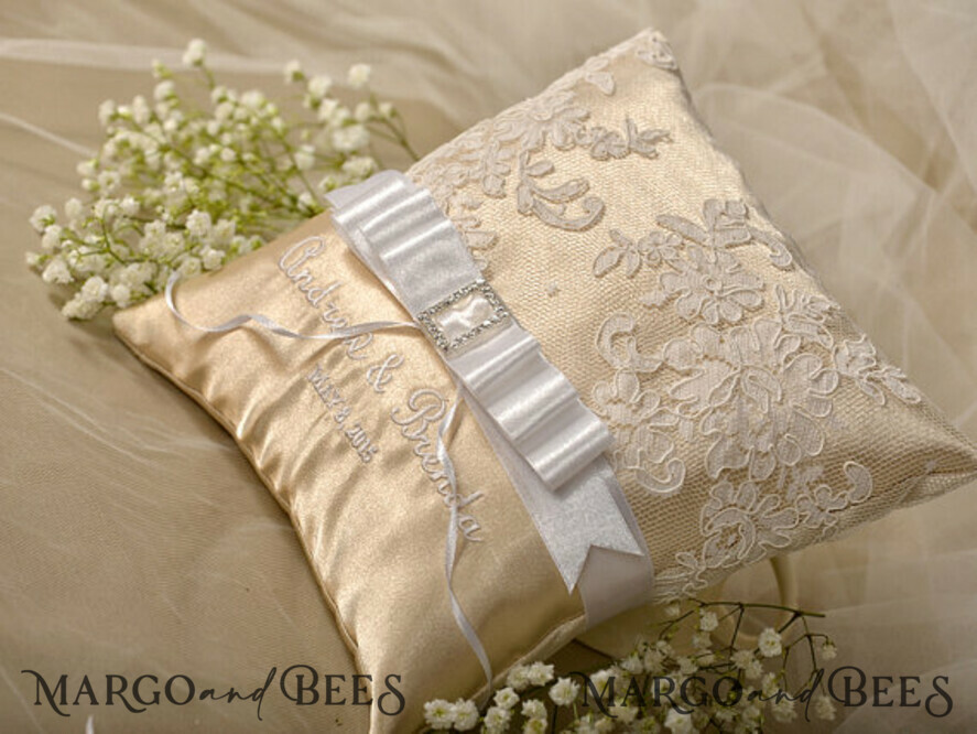 RING BEARER BOXES & PILLOWS vintage ring pillows Personalised Wedding Ring Pillow • Lace Ring Bearer Pillow • Custom Boho Ring Bearer