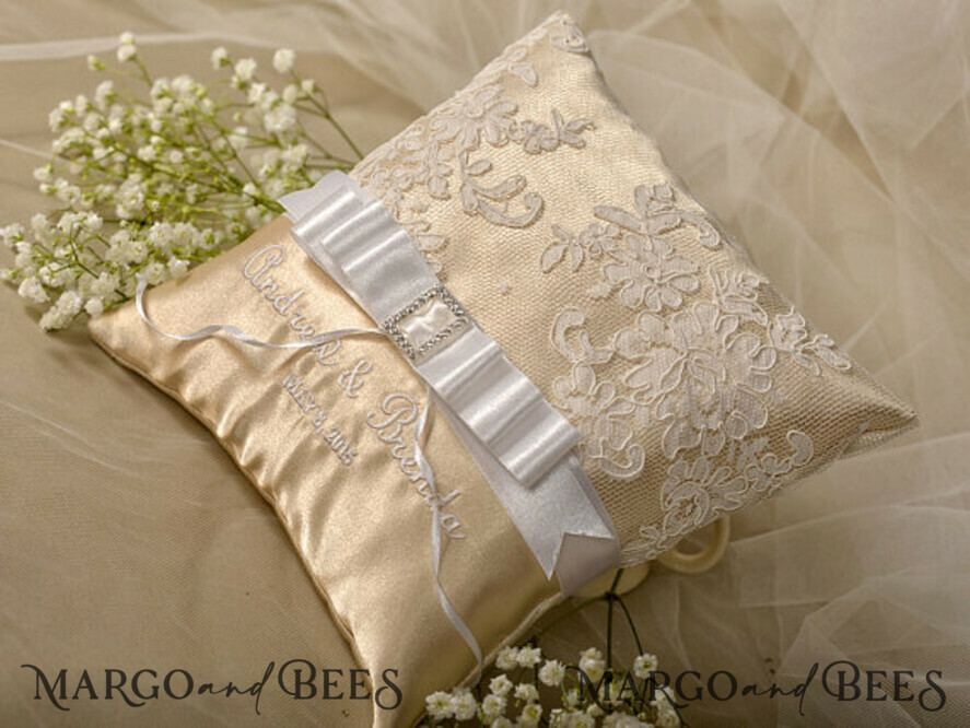 RING BEARER BOXES & PILLOWS vintage ring pillows Personalised Wedding Ring Pillow • Lace Ring Bearer Pillow • Custom Boho Ring Bearer