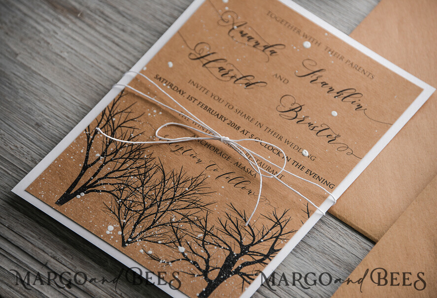WEDDING INVITATIONS rustic / country / shabby chick Exceptional wedding invitations, shabby chic stationery, winter
