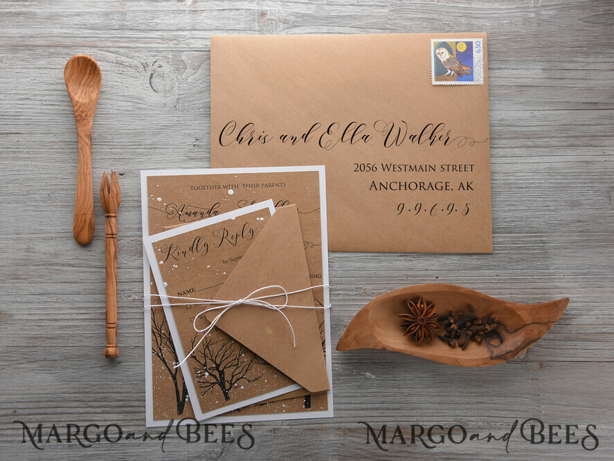 WEDDING INVITATIONS rustic / country / shabby chick Exceptional wedding invitations, shabby chic stationery, winter