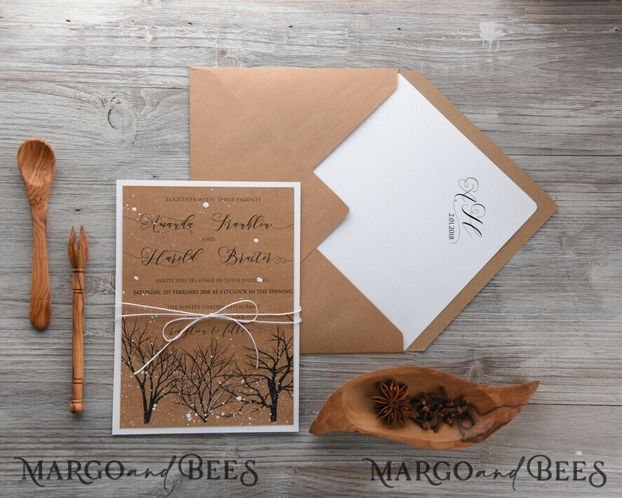 WEDDING INVITATIONS rustic / country / shabby chick Exceptional wedding invitations, shabby chic stationery, winter