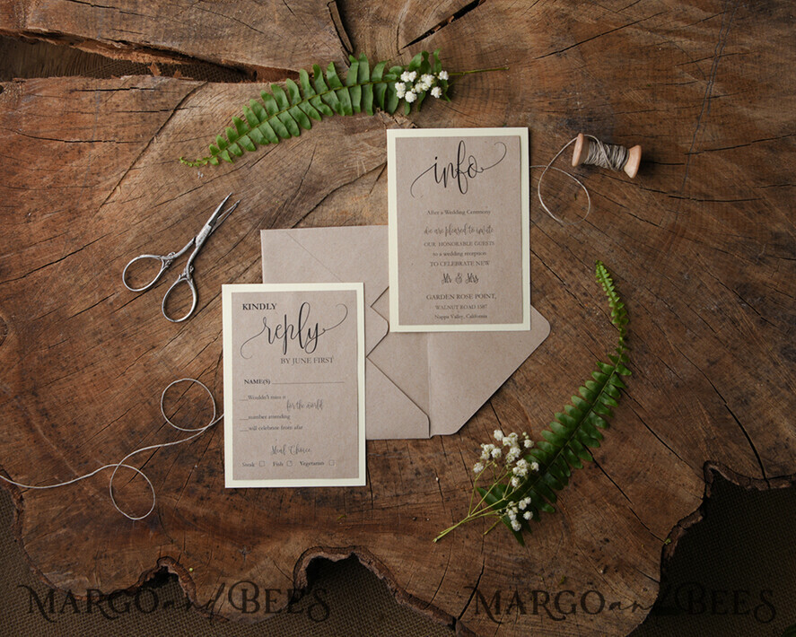 WEDDING INVITATIONS rustic / country / shabby chick Wedding invitations handmade, rustic eco invites