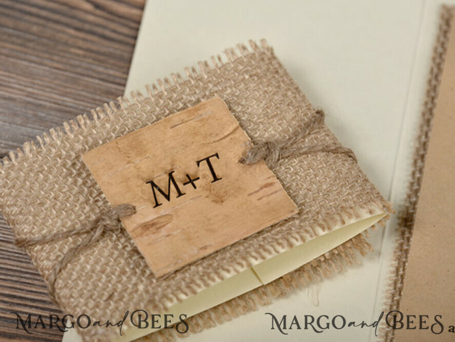 WEDDING INVITATIONS rustic / country / shabby chick The wedding invitations card burlap hessian invites