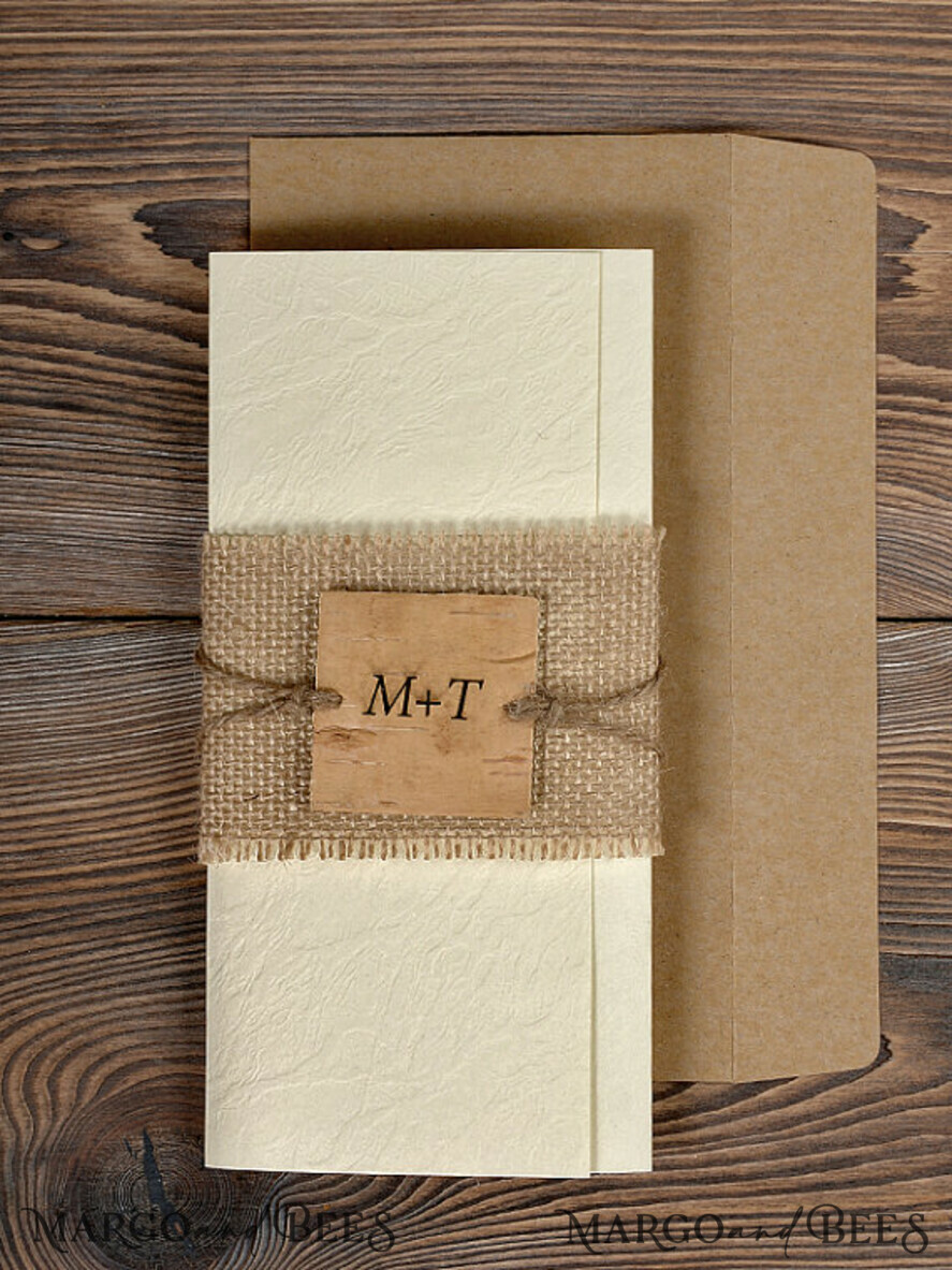 WEDDING INVITATIONS rustic / country / shabby chick The wedding invitations card burlap hessian invites