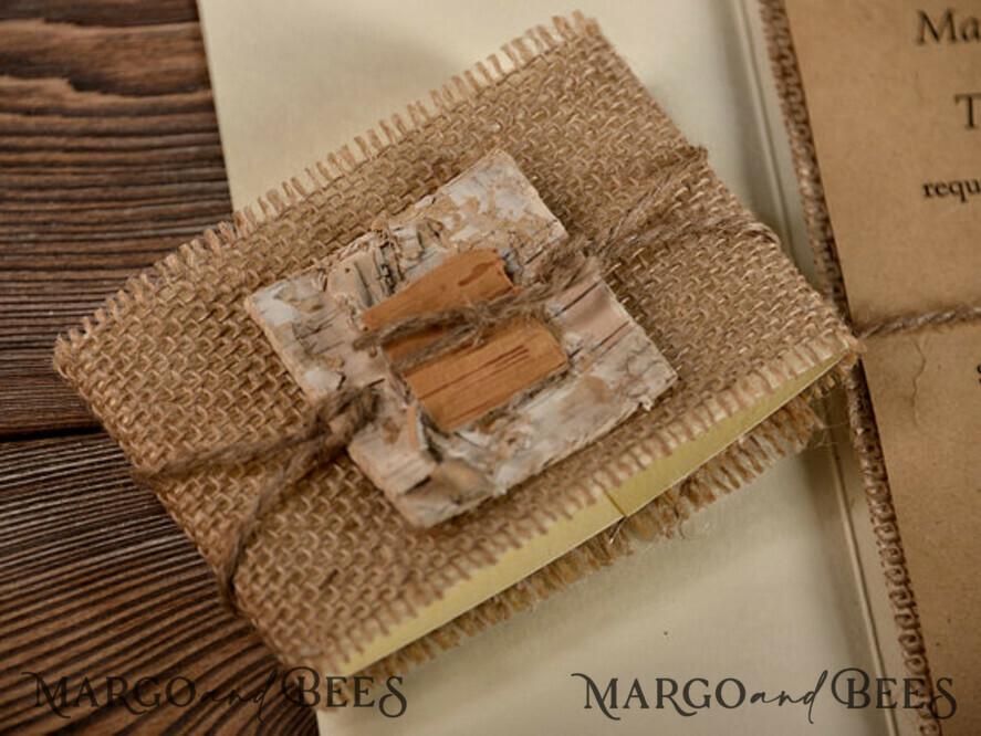 WEDDING INVITATIONS rustic / country / shabby chick Personalised Wedding invitations, burlap hessian invites