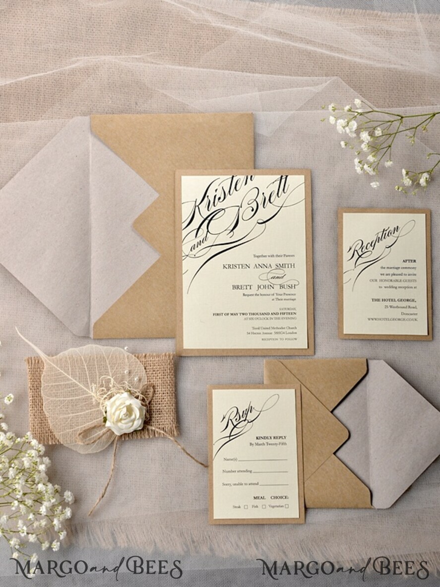 WEDDING INVITATIONS rustic / country / shabby chick Wedding invitations suite, natural rustic stationery