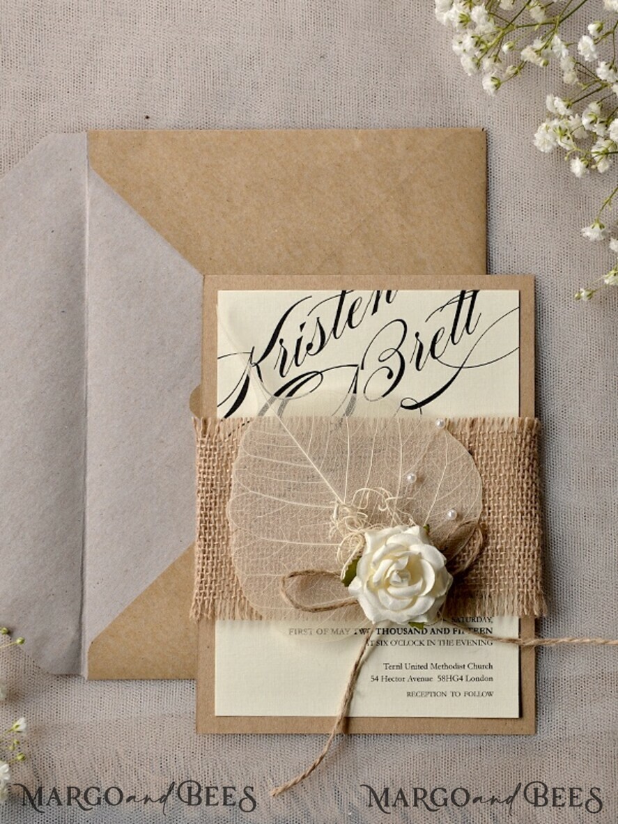 WEDDING INVITATIONS rustic / country / shabby chick Wedding invitations suite, natural rustic stationery