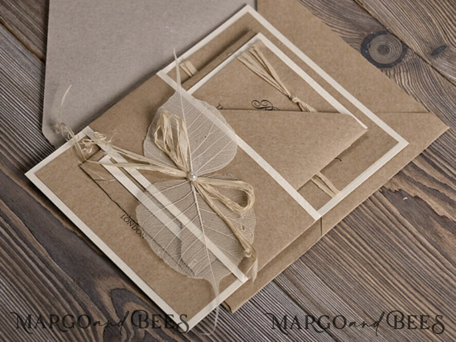 WEDDING INVITATIONS rustic / country / shabby chick Print wedding invitations eco kraft stationery