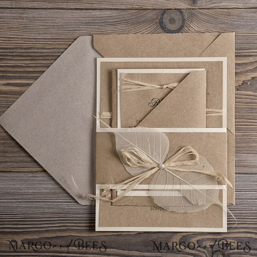 WEDDING INVITATIONS rustic / country / shabby chick Print wedding invitations eco kraft stationery
