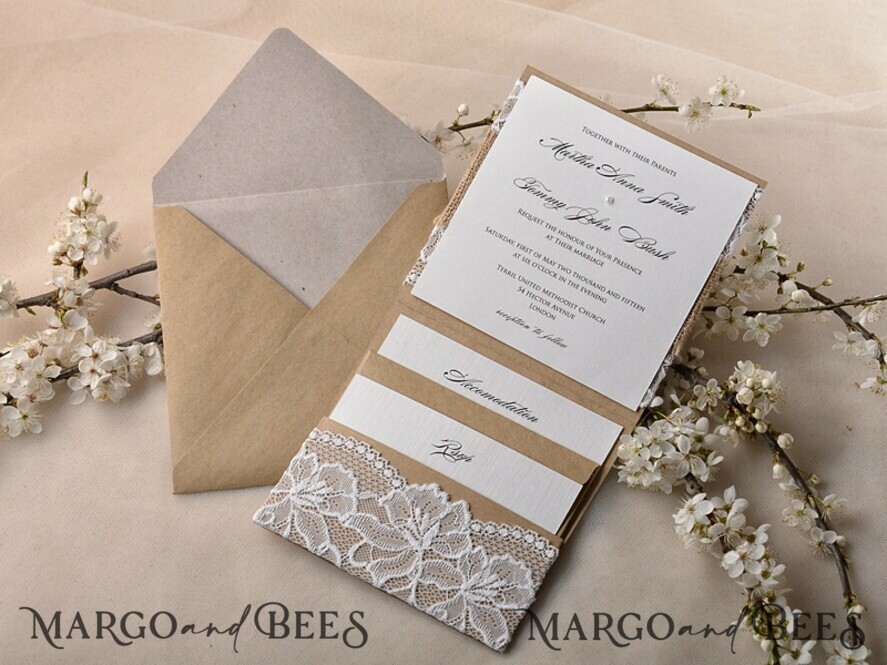 WEDDING INVITATIONS rustic / country / shabby chick Romantic Wedding invitations shabby chic stationery