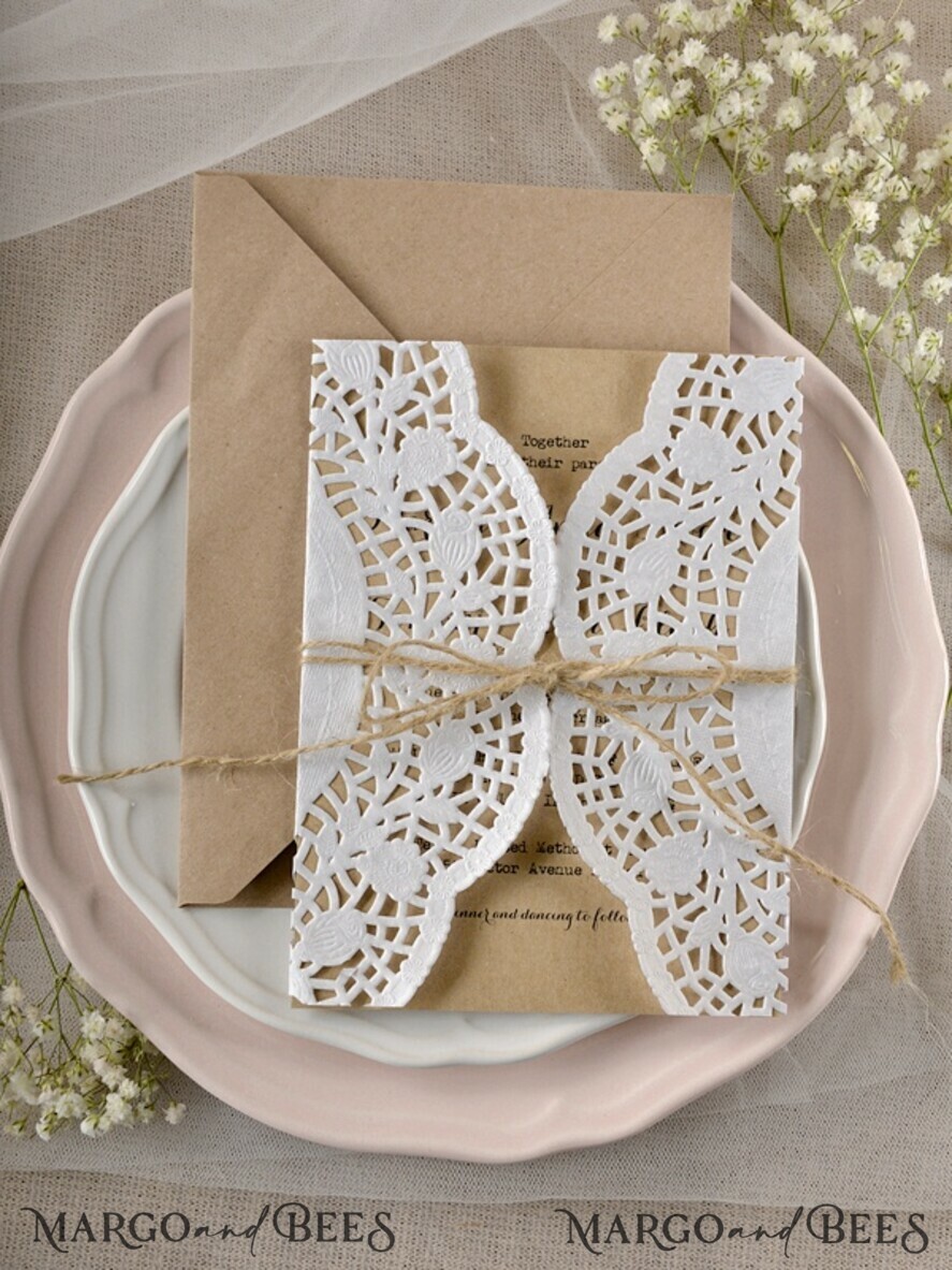 WEDDING INVITATIONS rustic / country / shabby chick Wedding invitations custom colors, vintage rustic invites