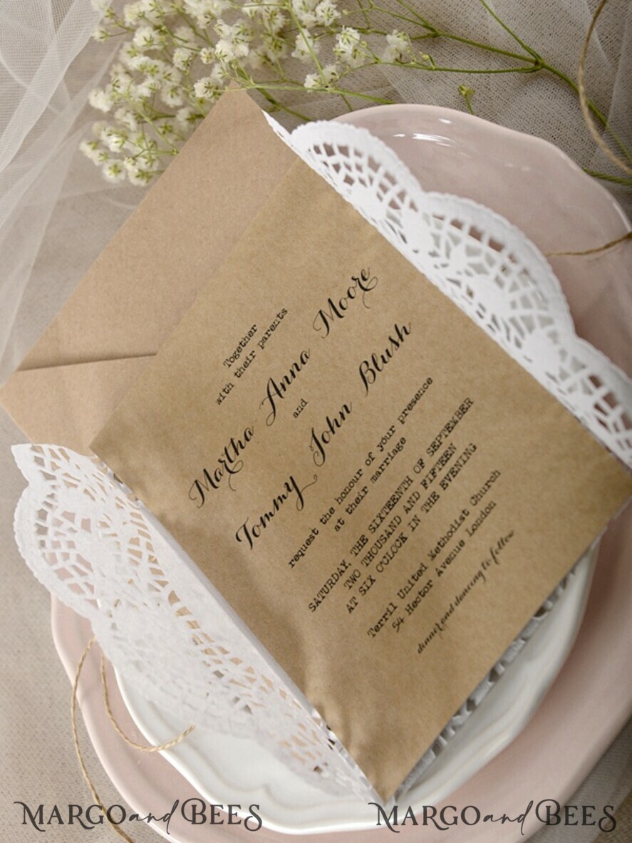 WEDDING INVITATIONS rustic / country / shabby chick Wedding invitations custom colors, vintage rustic invites