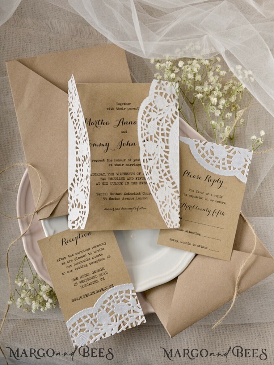 WEDDING INVITATIONS rustic / country / shabby chick Wedding invitations custom colors, vintage rustic invites
