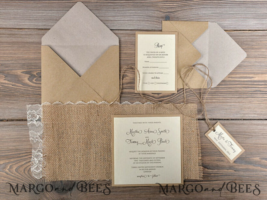 WEDDING INVITATIONS rustic / country / shabby chick Wedding invitations custom colors, natural rustic stationery