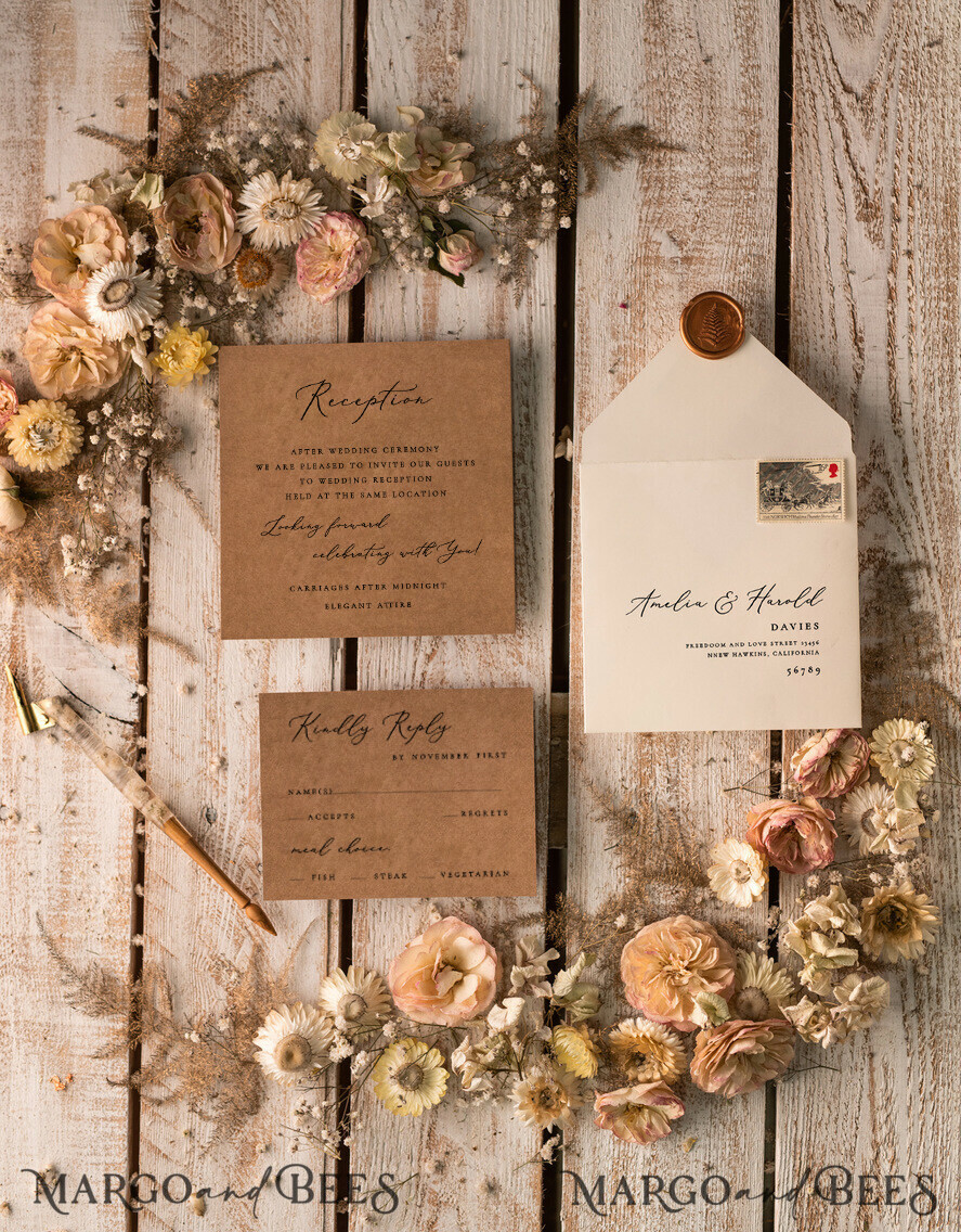 WEDDING INVITATIONS rustic / country / shabby chick Rustic Lace Wedding Invitations Eco Romantic Presonalized Invites Handcrafted with wooden Heart