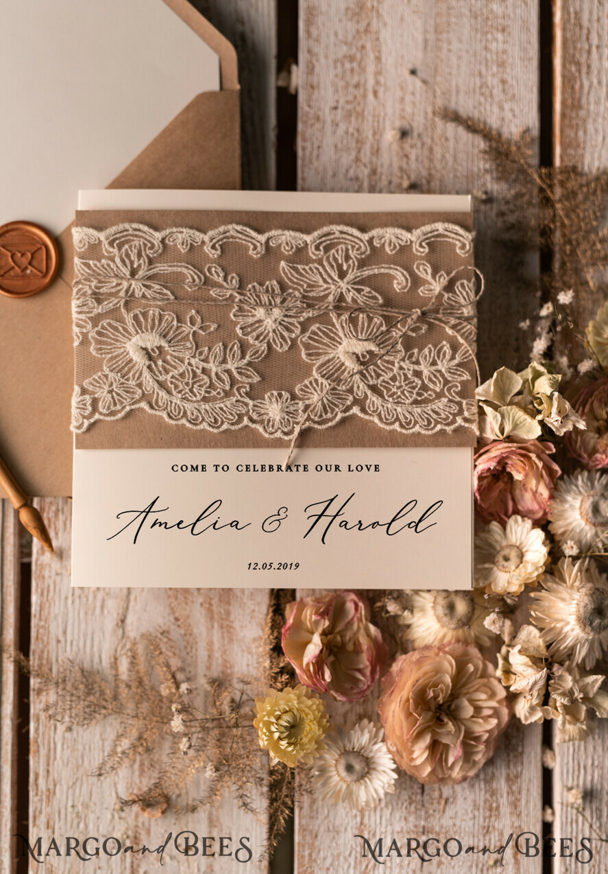 WEDDING INVITATIONS rustic / country / shabby chick Custom Wedding invitations shabby chic stationery