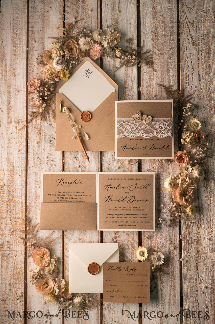 WEDDING INVITATIONS rustic / country / shabby chick Wedding invitations suite, affordable invites