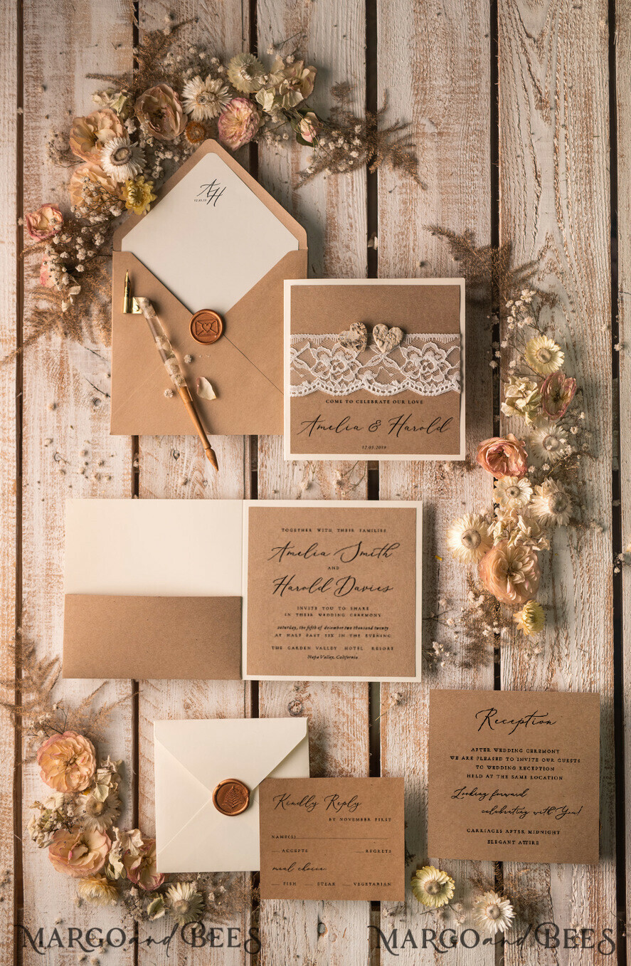 WEDDING INVITATIONS rustic / country / shabby chick Wedding invitations suite, affordable invites