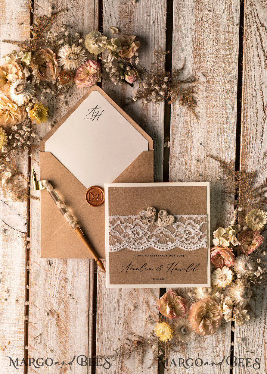 WEDDING INVITATIONS rustic / country / shabby chick Wedding invitations suite, affordable invites