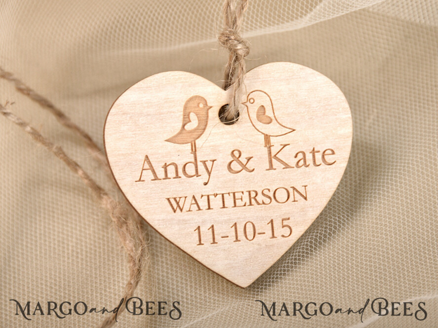 wedding favor ideas, engraved wooden tag