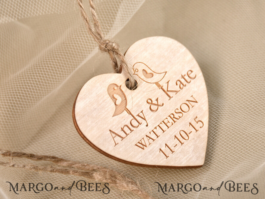 wedding favor ideas, engraved wooden tag