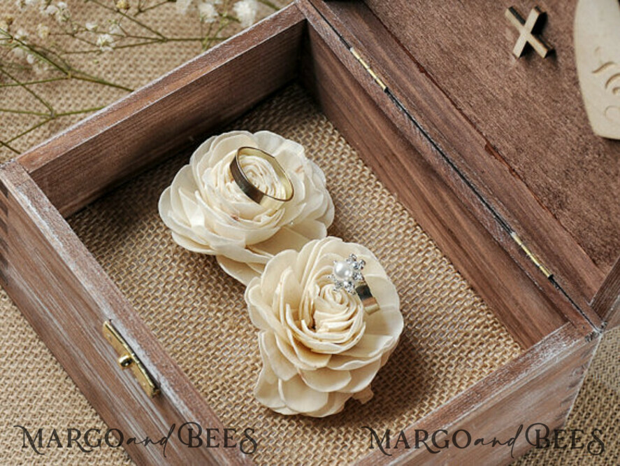 RING BEARER BOXES & PILLOWS Epoxy Wedding rings Box Presoanlised wedding Ring box for 2 or 3 rings, wood wedding ring box • rustic wedding rings box • real flowers in resin luxury ring box