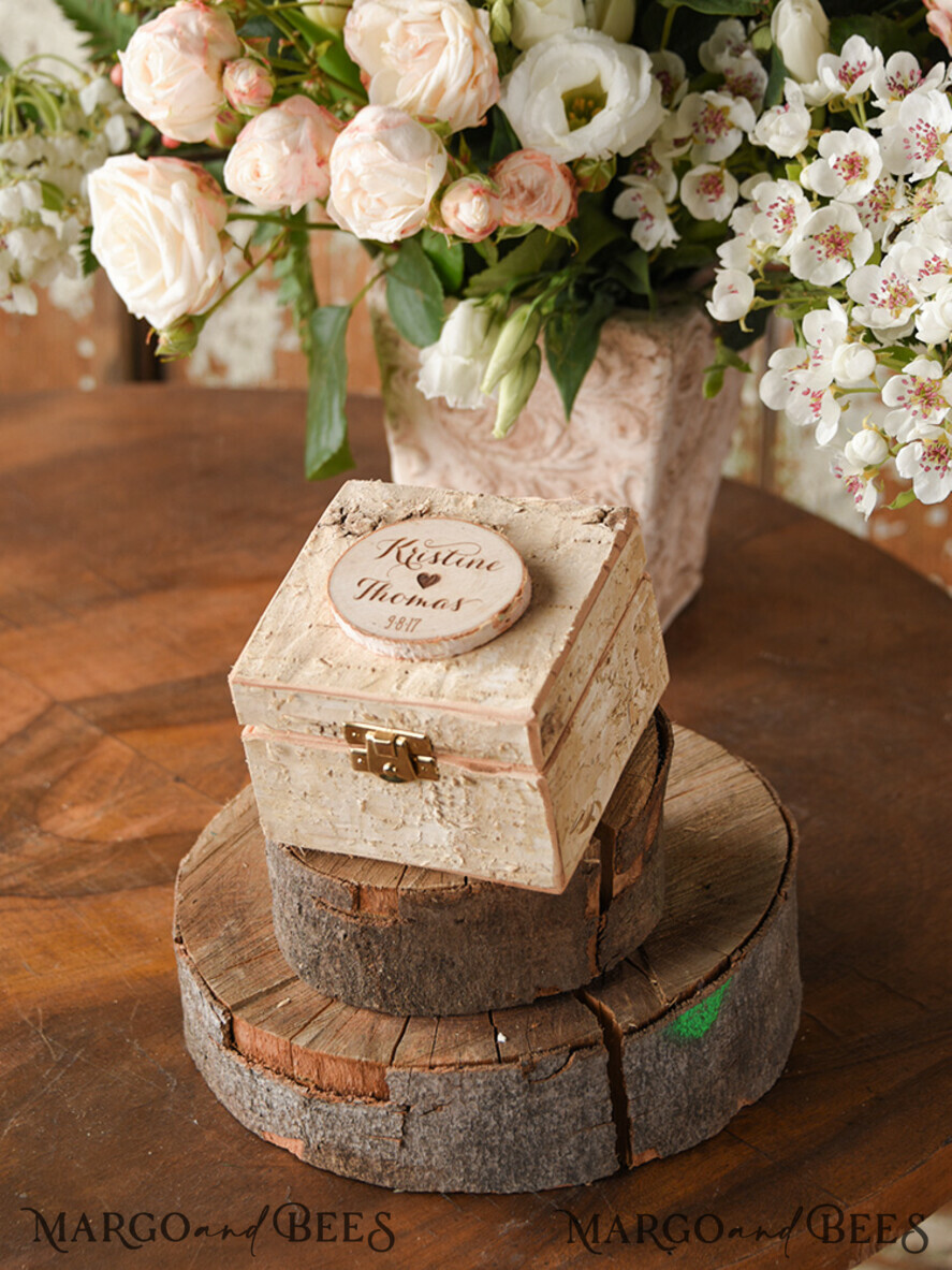 RING BEARER BOXES & PILLOWS Epoxy Wedding rings Box Custom Wedding Ring box for ceremony, wood wedding ring box • rustic wedding rings box • real flowers in resin luxury ring box