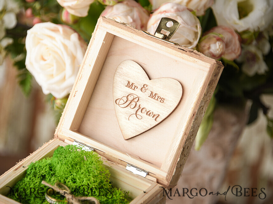 RING BEARER BOXES & PILLOWS Epoxy Wedding rings Box Personalised wedding box his and hers, Handmade wedding ring box • Real Flowers ring bearer box • wood luxury ring box