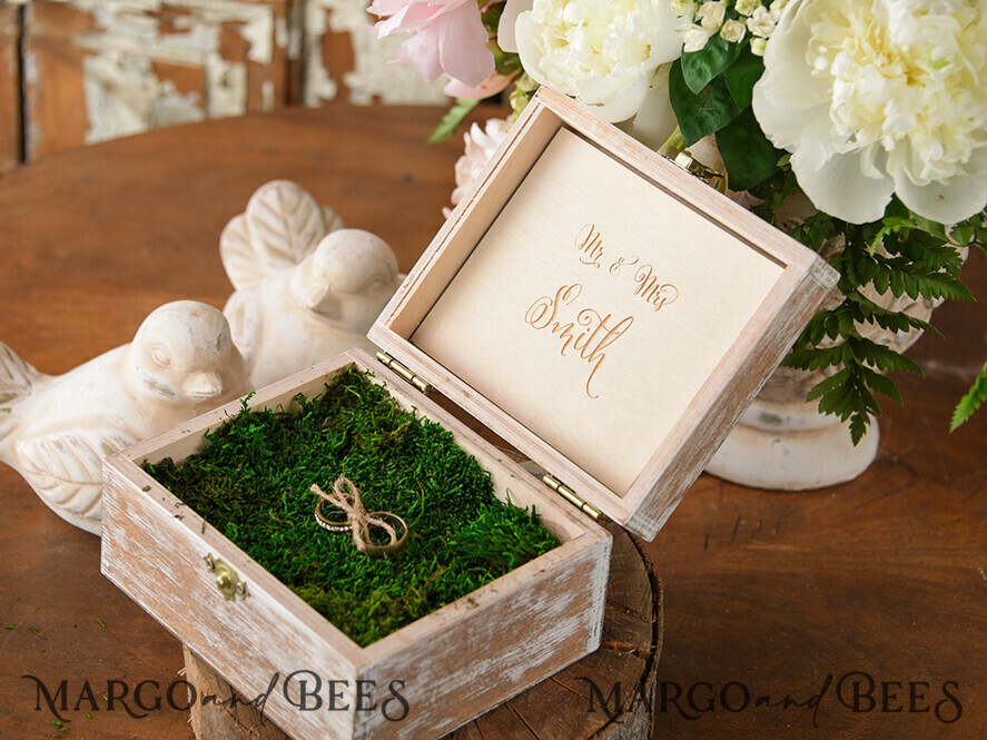 RING BEARER BOXES & PILLOWS Epoxy Wedding rings Box Personalised wedding box his and hers, wood wedding ring box • rustic wedding rings box • real flowers in resin luxury ring box