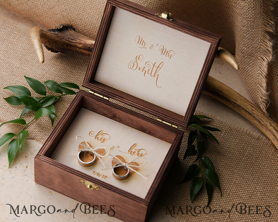 RING BEARER BOXES & PILLOWS Epoxy Wedding rings Box Presoanlised wedding Ring box for 2 or 3 rings, rustic glam wedding ring box • handmade ring bearer box • velvet luxury ring box