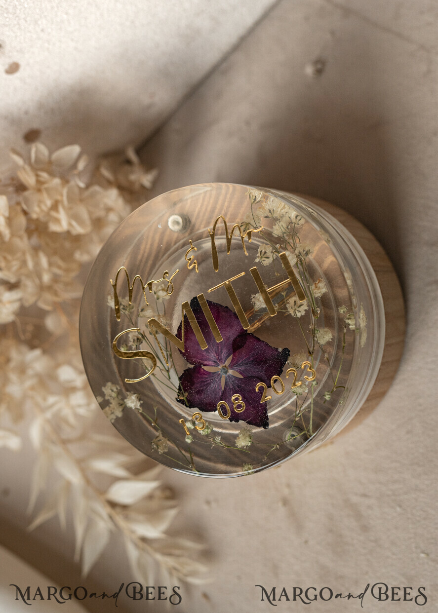 RING BEARER BOXES & PILLOWS Epoxy Wedding rings Box epoxy resin and wood wedding ring box for ceremony, Boho Epoxy Wedding Ring Boxes his hers, Transparent Epoxy dubble Ring Box for wedding, Wood resin flowers Marriage Proposal Ring Box