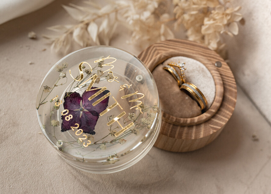 RING BEARER BOXES & PILLOWS Epoxy Wedding rings Box epoxy resin and wood wedding ring box for ceremony, Boho Epoxy Wedding Ring Boxes his hers, Transparent Epoxy dubble Ring Box for wedding, Wood resin flowers Marriage Proposal Ring Box