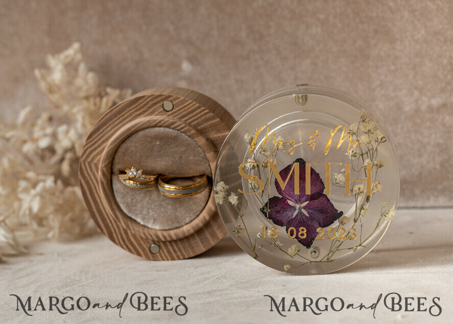 RING BEARER BOXES & PILLOWS Epoxy Wedding rings Box epoxy resin and wood wedding ring box for ceremony, Boho Epoxy Wedding Ring Boxes his hers, Transparent Epoxy dubble Ring Box for wedding, Wood resin flowers Marriage Proposal Ring Box